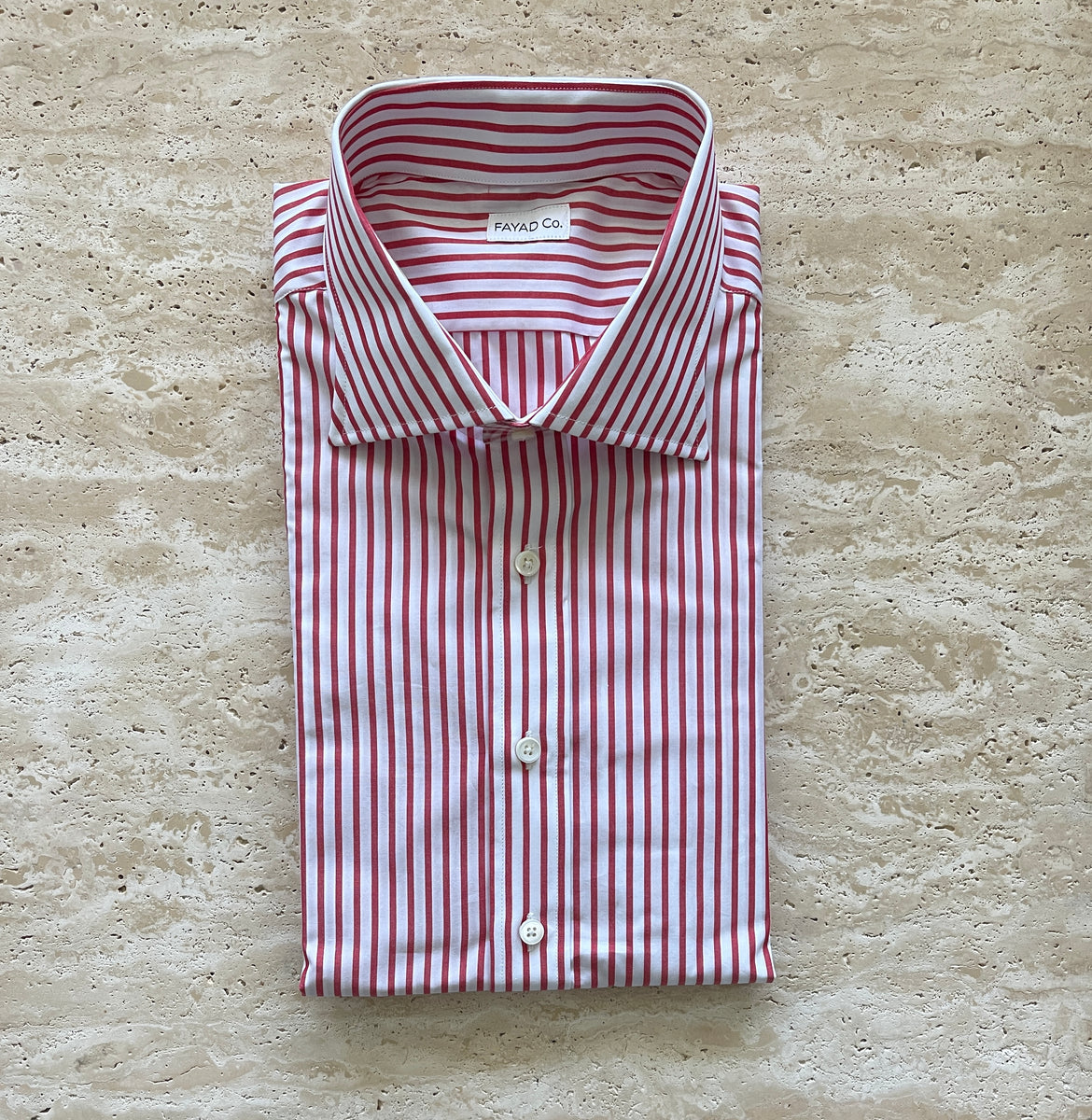 Red Pencil Stripe Dress Shirt