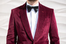 Load image into Gallery viewer, ALFIE Ruby Velvet 1 Button Shawl Dinner Jacket