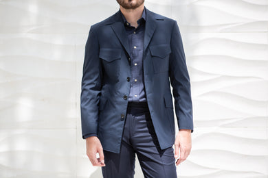 REIGN Safari Overshirt in Rain System cloth by Loro Piana