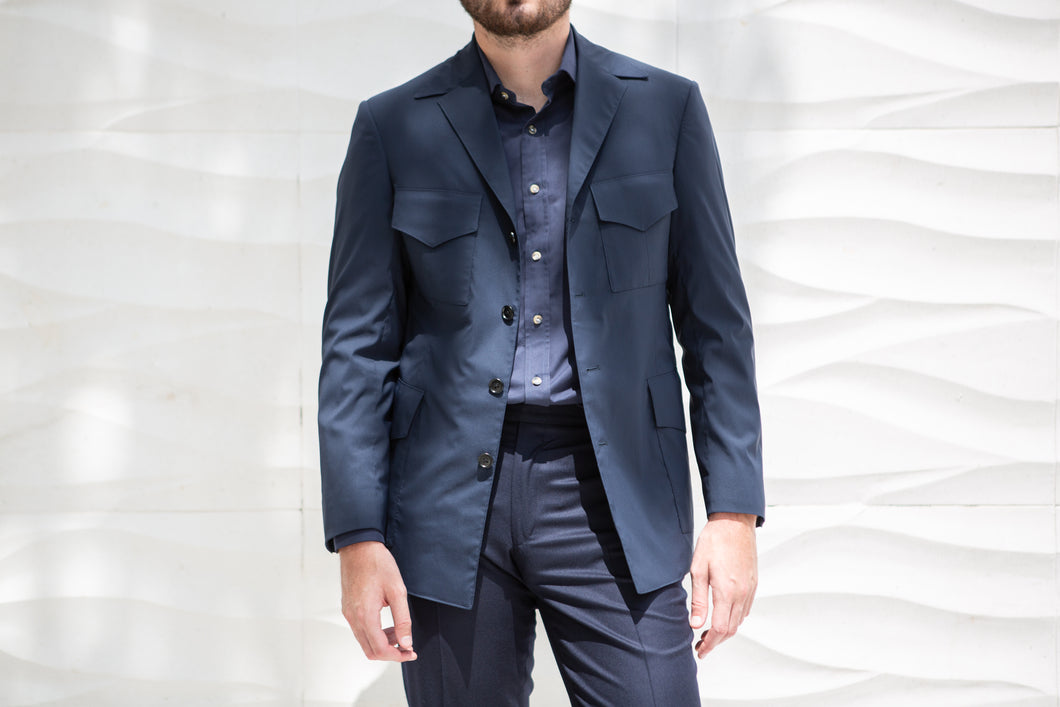 REIGN Safari Overshirt in Rain System cloth by Loro Piana