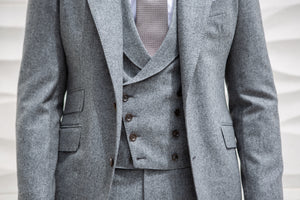 ELIE Peaked Lapel 3 Pcs Flannel Suit