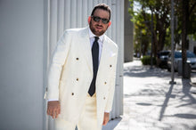 Load image into Gallery viewer, BRUNO Off-White Linen 6 x 2 Double Breasted Jacket in Caccioppoli cloth