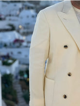 Cargar imagen en el visor de la galería, BRUNO Off-White Linen 6 x 2 Double Breasted Jacket in Caccioppoli cloth