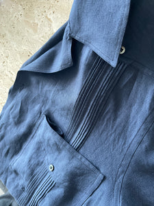 COOP Guayabera in Sahara Navy Linen