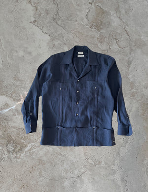 COOP Guayabera in Sahara Navy Linen