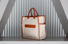Load image into Gallery viewer, MAX canvas tote  Made in USA with leather piping.