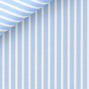 Portland Blue Stripes 120/2 fabric by Thomas Mason Bespoke
