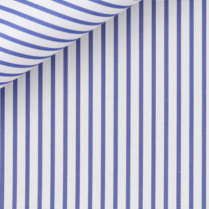 Portland Blue Stripes 120/2 fabric by Thomas Mason Bespoke