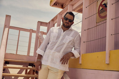 PRESIDENTIAL Linen Guayabera in Sahara Linen from Thomas Mason
