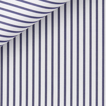 Cargar imagen en el visor de la galería, Portland Blue Stripes 120/2 fabric by Thomas Mason Bespoke