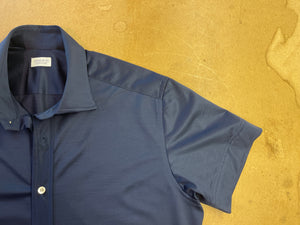 Navy Shirt in Alysson Cotton Jersey Fabric by Thomas Mason