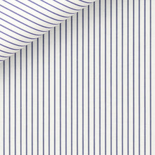 Cargar imagen en el visor de la galería, Portland Blue Stripes 120/2 fabric by Thomas Mason Bespoke