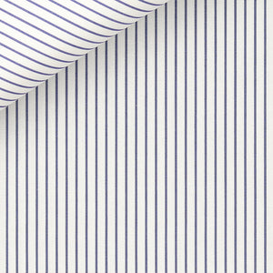 Portland Blue Stripes 120/2 fabric by Thomas Mason Bespoke