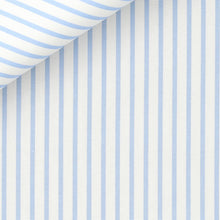 Cargar imagen en el visor de la galería, Portland Blue Stripes 120/2 fabric by Thomas Mason Bespoke