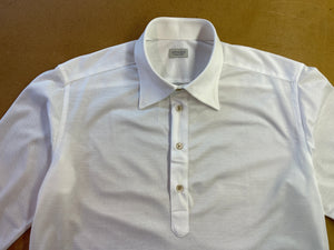 CAPRI White Popover Shirt in Flore Pique by Thomas Mason