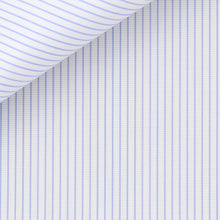 Cargar imagen en el visor de la galería, Portland Blue Stripes 120/2 fabric by Thomas Mason Bespoke