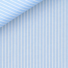 Cargar imagen en el visor de la galería, Portland Blue Stripes 120/2 fabric by Thomas Mason Bespoke