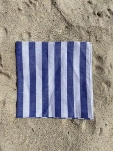 Awning Stripe Cotton Linen Handrolled Pocket Square