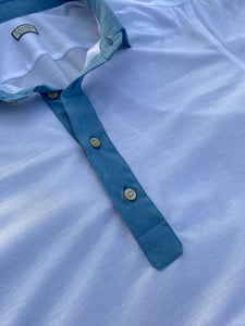 CAPRI Pique Polo with Chambray Collar