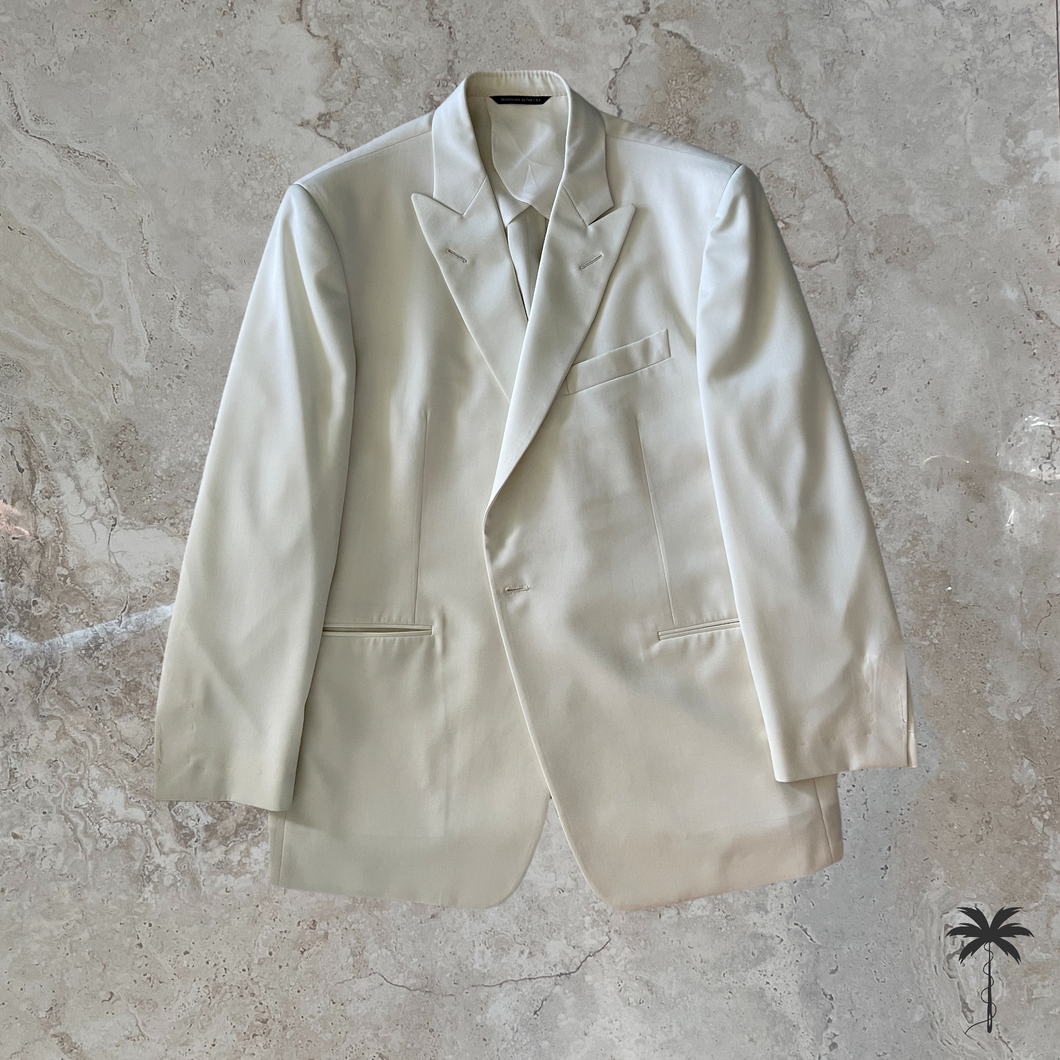 ELIE Off-White Wool 1 Button Peak Dinner Jacket in Vitale Barberis Canonico cloth