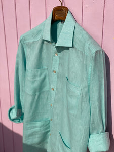 ERNESTO Linen Cabana Shirt in Linen from Thomas Mason