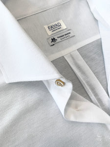Bespoke Shirt in White Flore Pique by Thomas Mason
