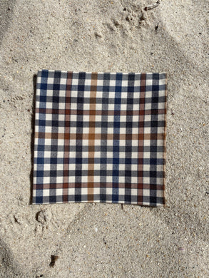 Cotton Flannel Check Handrolled Pocket Square