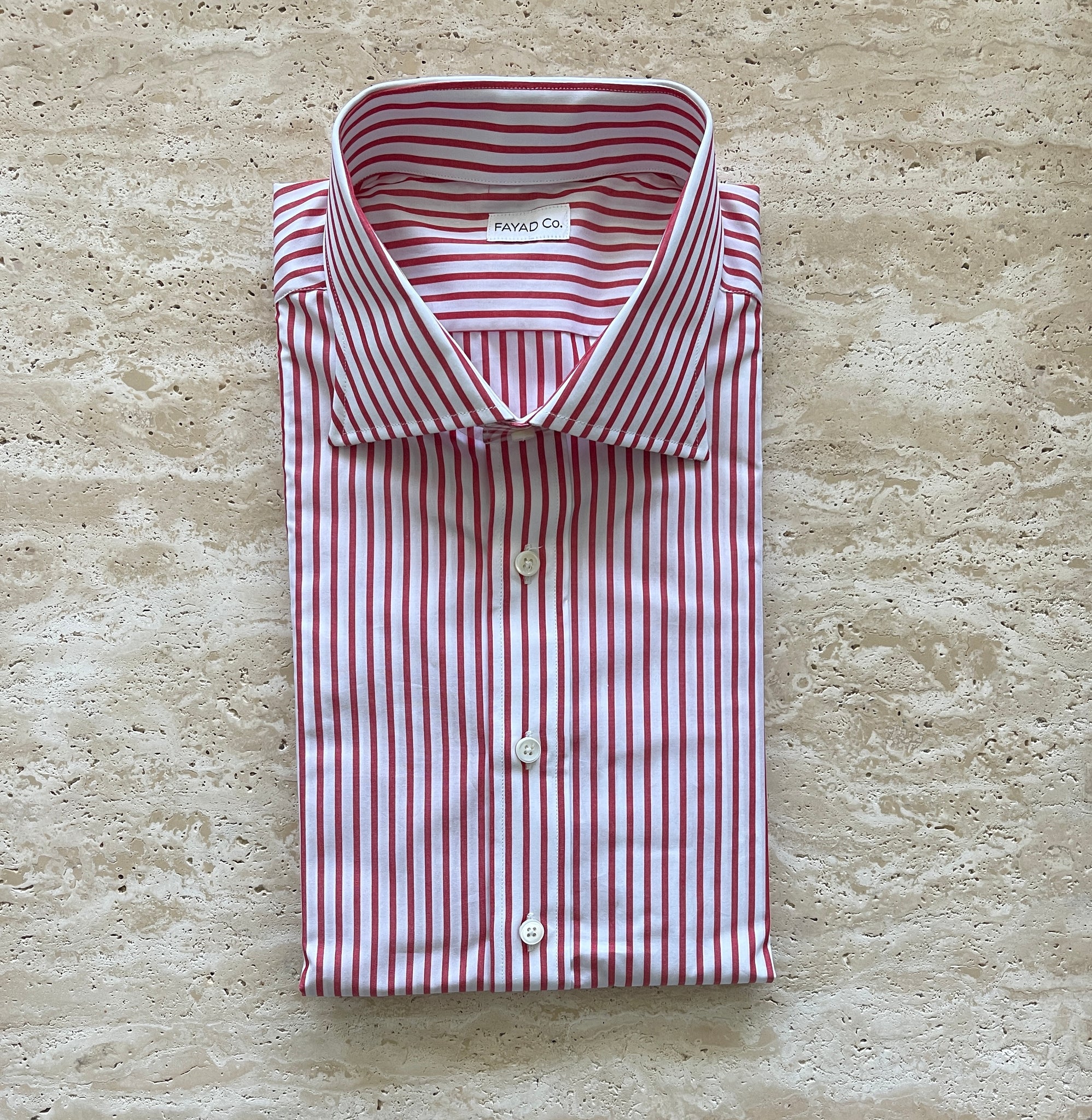 Gambert Red Pencil Stripe Dress Shirt Made in USA